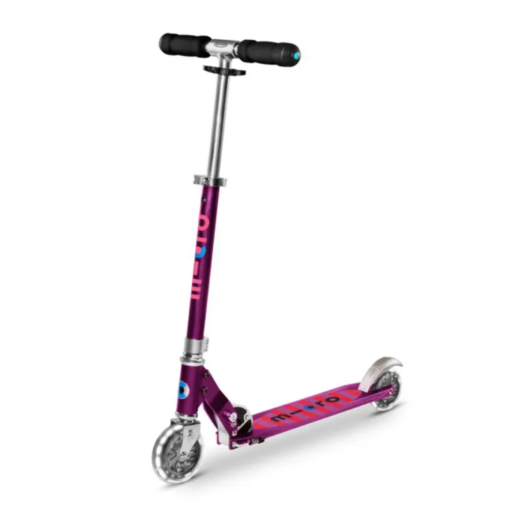 Trotineta pliabila cu 2 roti si lumini LED, Micro, Sprite, Purple Stripe