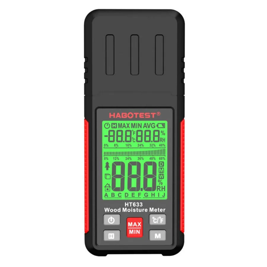Umidometru Habotest HT633, Masoara umiditatea materialului si a mediului si temperatura, Afisaj LCD, Negru