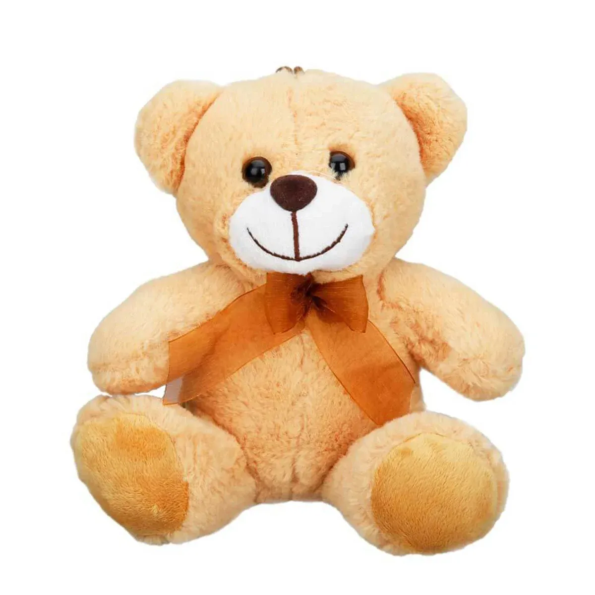 Ursulet de plus cu fundita, Puffy Friends, Maro deschis, 21 cm