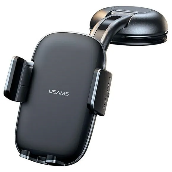 Usams Suport pentru telefon mobil Usams US-ZJ063, pentru parbriz sau bordul masinii, rotativ, Negru