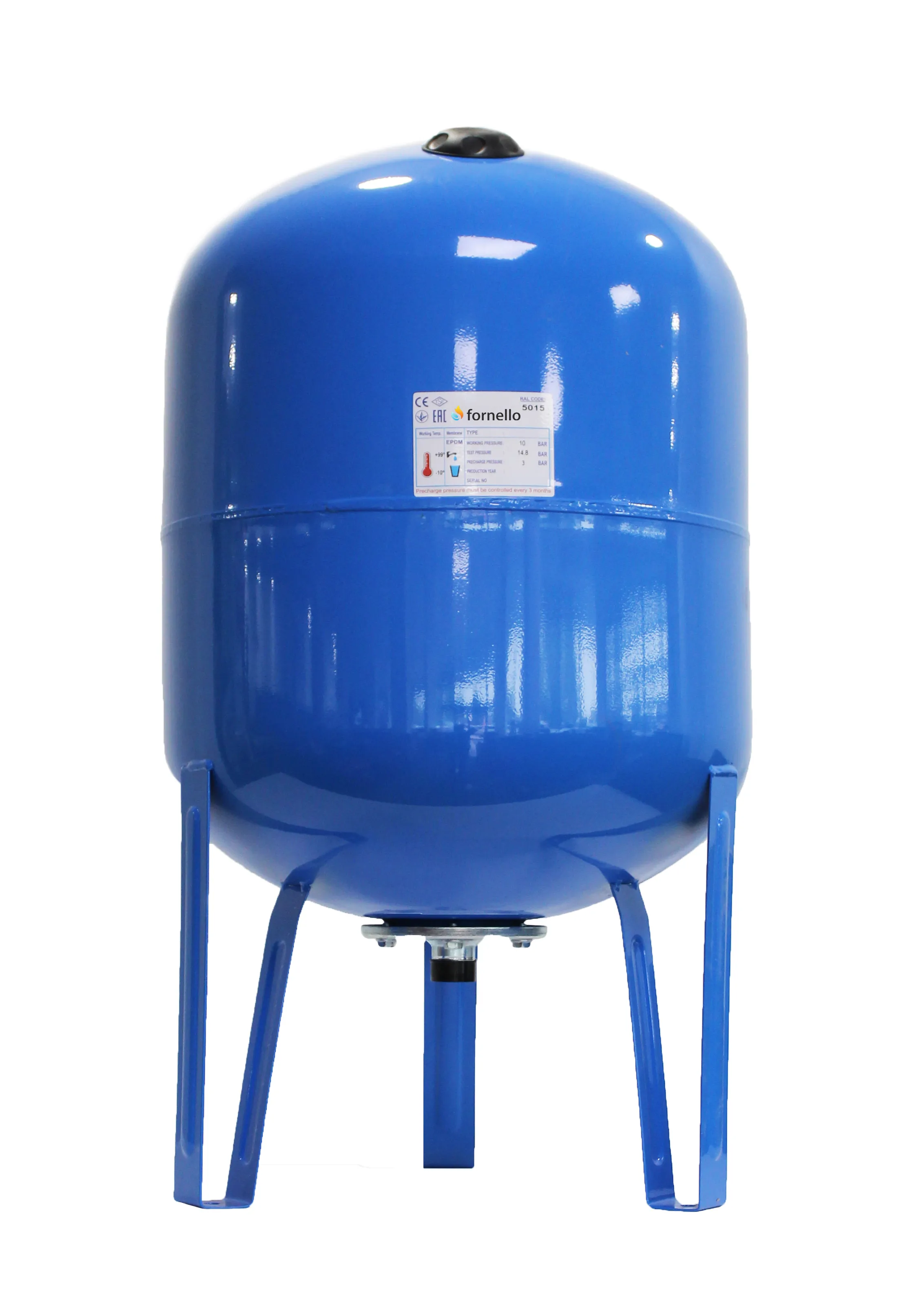 Vas expansiune pentru hidrofor Fornello 50 litri, vertical, cu picioare, culoare albastru, presiune maxima 10 bar, membrana EPDM