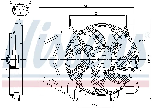 Ventilator radiator CITROEN C2, C2 ENTERPRISE, C3 AIRCROSS II, C3 I, C3 II, C3 III, C3 PICASSO, C4 CACTUS, C-ELYSEE, DS3; OPEL CROSSLAND X; PEUGEOT 1007, 2008 I, 207, 207 CC, 207 SW, 208 1.0-1.6LPG du
