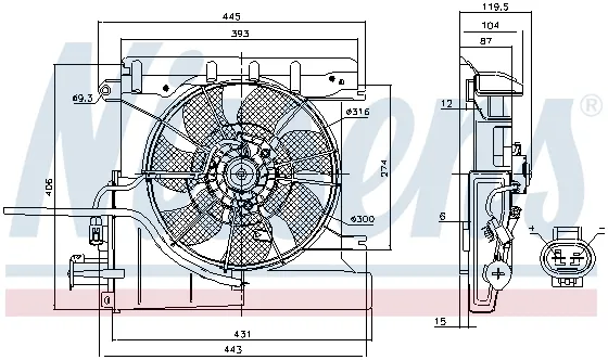 Ventilator radiator (cu carcasa) CITROEN C1, C1 II; PEUGEOT 107, 108; TOYOTA AYGO 1.0 1.2 dupa 2005