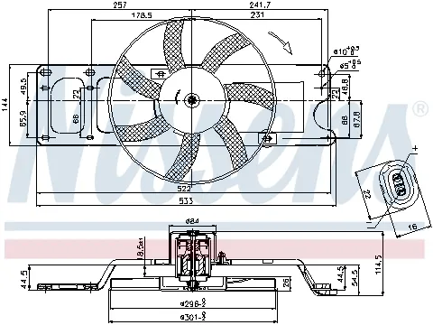 Ventilator radiator (cu carcasa) DACIA LOGAN, SOLENZA; RENAULT LOGAN I 1.4-1.9D dupa 2003