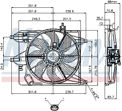 Ventilator radiator (cu carcasa) NISSAN KUBISTAR; RENAULT CLIO II, KANGOO, KANGOO EXPRESS, MEGANE II, SCENIC I, THALIA I, THALIA II 1.2 dupa 1998