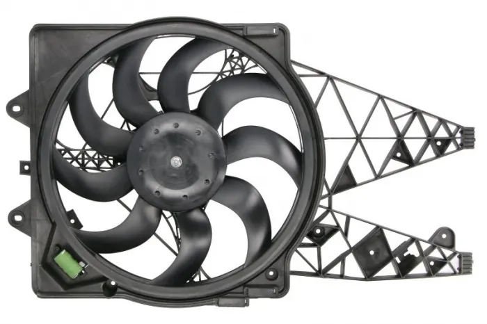Ventilator radiator (cu carcasa) potrivit ABARTH PUNTO, PUNTO EVO; ALFA ROMEO MITO; FIAT GRANDE PUNTO, PUNTO, PUNTO EVO, PUNTO EVO HATCHBACK, PUNTO HATCHBACK 0.9-1.6D 10.05-