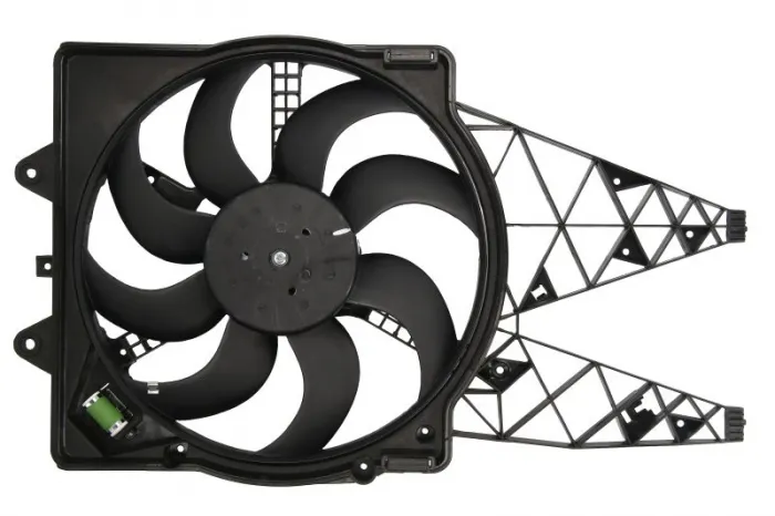 Ventilator radiator (cu carcasa) potrivit ALFA ROMEO MITO; FIAT GRANDE PUNTO, PUNTO, PUNTO EVO; VW POLO 1.3D 1.4 1.9D 06.97-