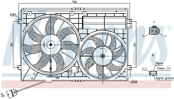 Ventilator radiator (cu carcasa) potrivit AUDI A1, A3, TT; SEAT ALTEA, ALTEA XL, IBIZA IV SC, LEON, TOLEDO III; SKODA OCTAVIA II, SUPERB II, YETI; VW BEETLE, CADDY ALLTRACK 1.0-3.6 02.03-