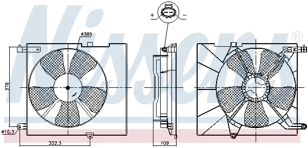 Ventilator radiator (cu carcasa) potrivit CHEVROLET AVEO   KALOS; DAEWOO KALOS 1.4 09.02-
