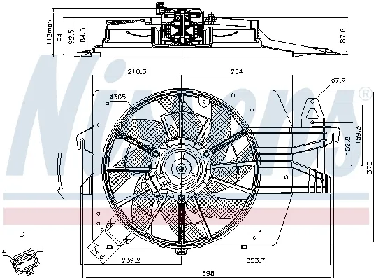 Ventilator radiator (cu carcasa) potrivit FORD ESCORT CLASSIC, ESCORT VI 1.8D 01.95-06.01