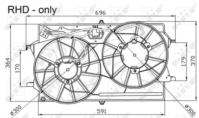 Ventilator radiator (cu carcasa) potrivit FORD FOCUS I 1.4-2.0 08.98-03.05