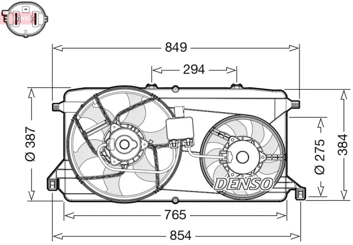 Ventilator radiator (cu carcasa) potrivit FORD TRANSIT, TRANSIT TOURNEO 2.2D 2.3 04.06-12.14