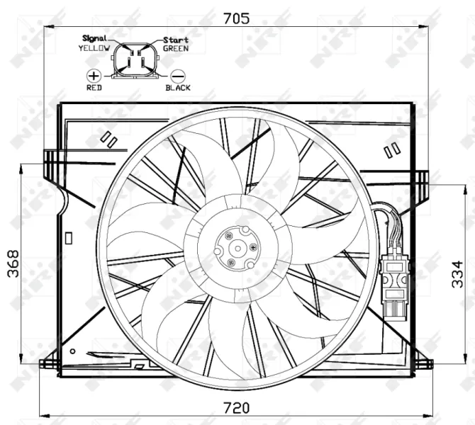 Ventilator radiator (cu carcasa) potrivit MERCEDES CLS (C219), E T-MODEL (S211), E (VF211), E (W211) 1.8-5.5 03.02-12.10