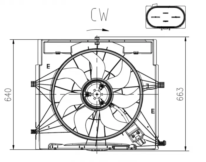 Ventilator radiator (cu carcasa) potrivit MERCEDES MARCO POLO CAMPER (W447), SPRINTER 3,5-T (B907, B910), SPRINTER 3-T (B910), SPRINTER 3-T (B910, B907), SPRINTER 4-T (B907, B910) 2.2D 03.14-