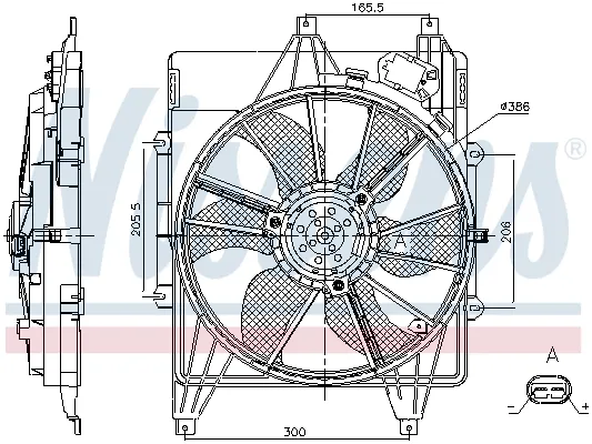 Ventilator radiator (cu carcasa) potrivit NISSAN KUBISTAR; RENAULT CLIO II, KANGOO, KANGOO BE BOP, KANGOO EXPRESS, KANGOO II, MEGANE I, MEGANE I CLASSIC, MEGANE I COACH 1.2-Electric 08.95-