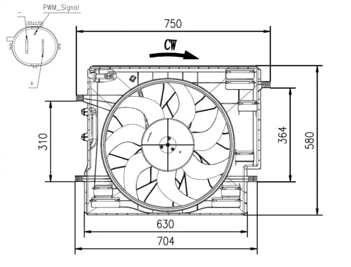 Ventilator radiator (cu carcasa) potrivit VOLVO XC90 II 2.0 2.0H 09.14-