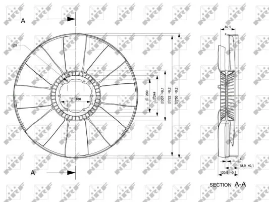 Ventilator radiator (diameter 750mm, numar lame 8) potrivit MERCEDES ACTROS, ACTROS MP2   MP3 OM541.920-OM542.969 04.96-