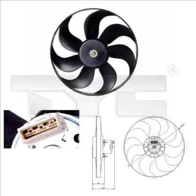 Ventilator radiator potrivit AUDI A3; FORD GALAXY I; SEAT ALHAMBRA, AROSA, LEON, TOLEDO II; SKODA OCTAVIA I; VW LUPO I, POLO, POLO III, POLO HATCHBACK, SHARAN 1.0-2.0 10.94-12.10