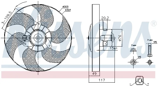 Ventilator radiator potrivit CITROEN BERLINGO, BERLINGO MINIVAN, XSARA; PEUGEOT PARTNER, PARTNER MINIVAN 1.1-2.0 06.96-12.15