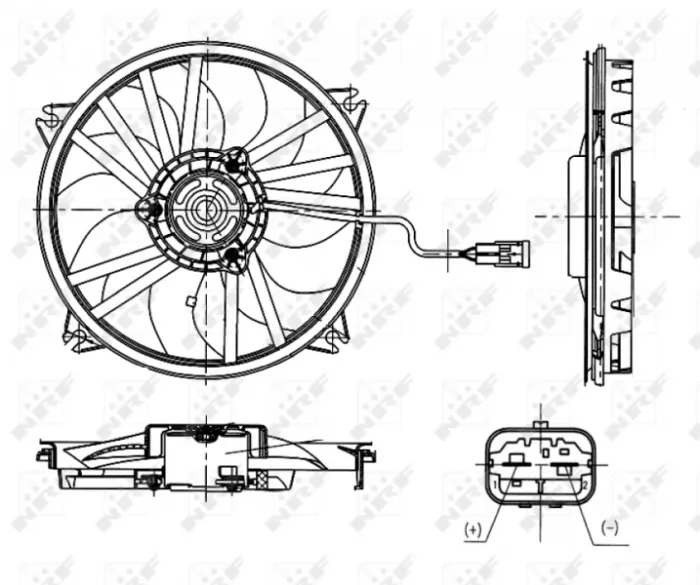 Ventilator radiator potrivit DS DS 4; CITROEN BERLINGO MINIVAN, C4, C4 I, C4 II, C4 III, DS4; FIAT SCUDO; PEUGEOT 307 1.2-2.0D 07.98-