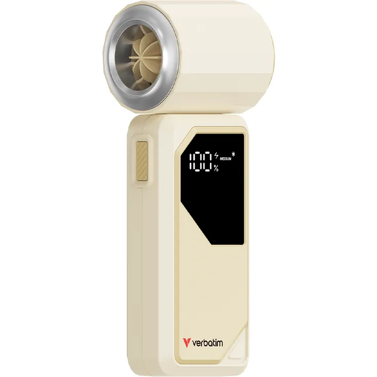 Verbatim Ventilator portabil Verbatim Cool'n'Go AirJet W/S, 6 W, 4000 mAh, 20000 rpm, LED Display, Alb-Argintiu