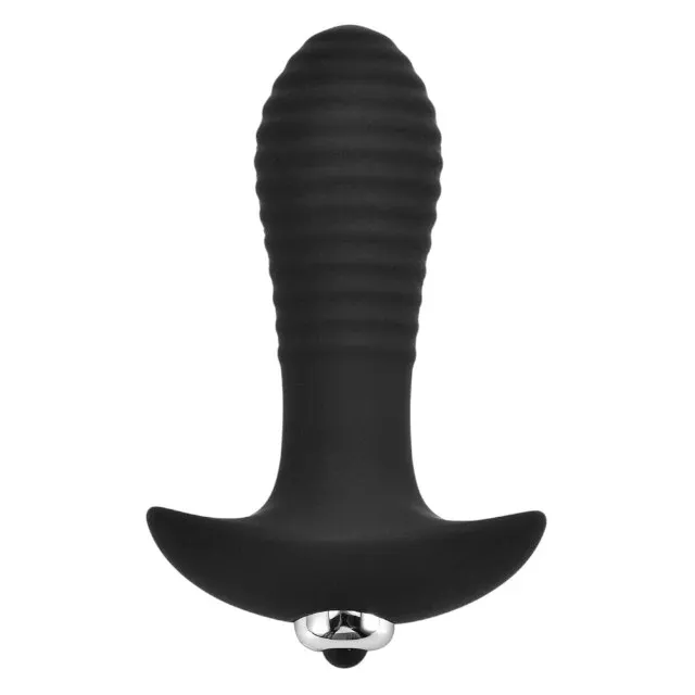 Vibrator anal LOVING JOY Swirl Vibrating Butt Plug, 7 funcții de vibrație, lungime inserabilă 8 cm, diametru 3 cm, negru