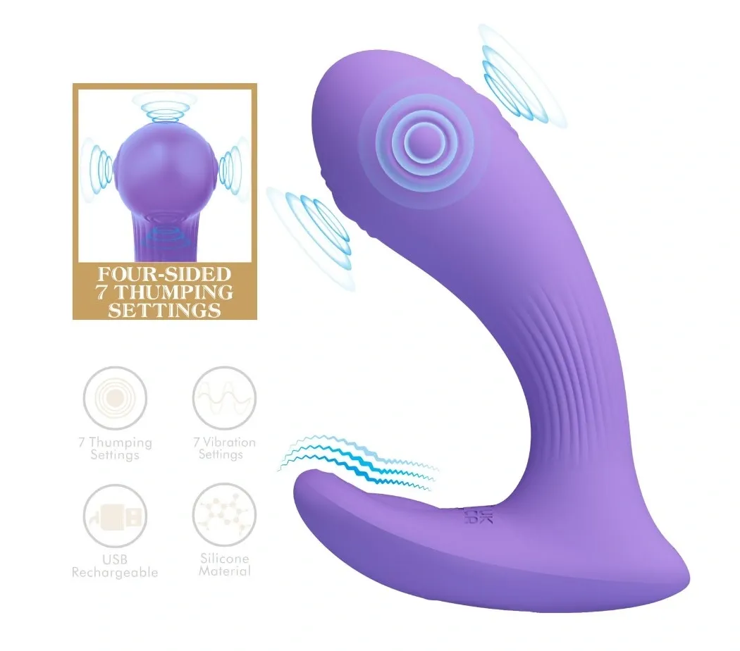Vibrator Andromeda, 7 Moduri Tapare, 7 Moduri Vibratii, Silicon, USB, Mov, 10.5 cm