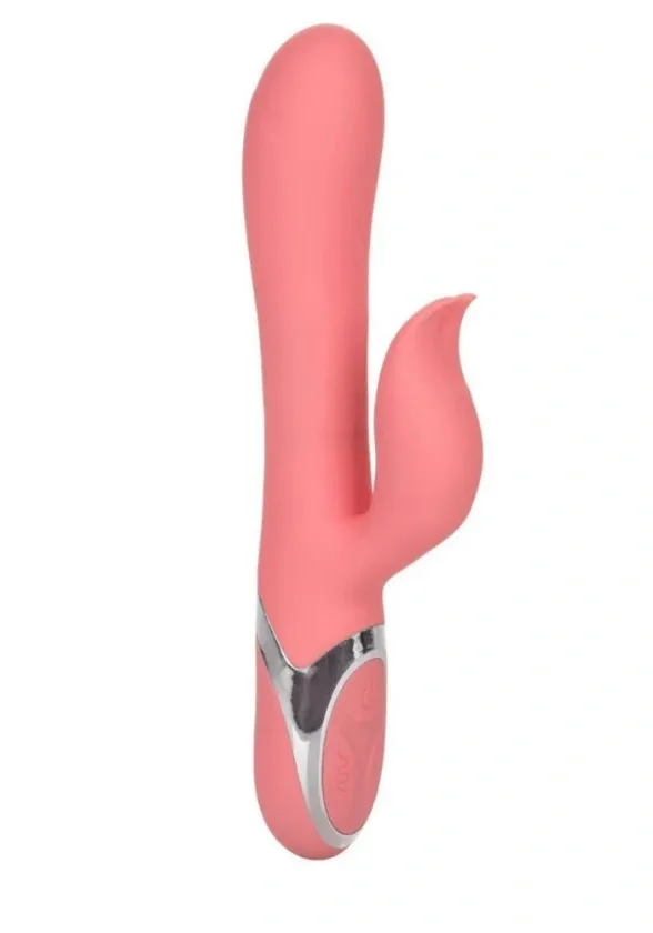 Vibrator Iepuras Enchanted Tickler, 12 Moduri Vibratii, 4 Moduri Rotatii Bile, Silicon, Roz, USB, 20 cm