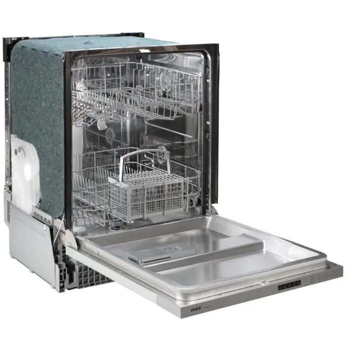 VIVAX Masina de spalat vase incorporabila VIVAX DWB-601252C, 12 Seturi, 6 Programe, Clasa E, Eco, Doua cosuri, Spalare 360°, Intensiv, Quick Wash, Half load, Control cu iluminare LED, Protectie overflow, 60cm, Inox