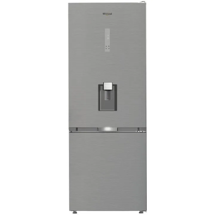 Whirlpool Combina Frigorifica Whirlpool WHK2 6493W X5E, Vol net total 490 l (Frigider 340 + Congelator 150), Clasa energetica D, Inaltime192.0 cm, Display pe usa, Dispenser de apa, Inox perlat