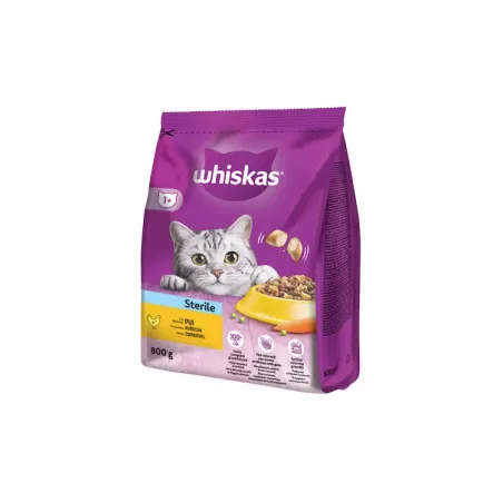 Whiskas Adult Sterile, hrana uscata pentru pisici, pui, 800 gr