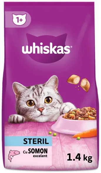 WHISKAS Sterile Hrană uscată pentru pisici Adulte, cu Somon 1,4kg